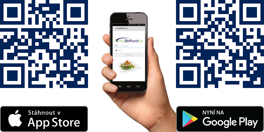 Mobile app mujBidfood.cz | QR codes Google Play and App Store